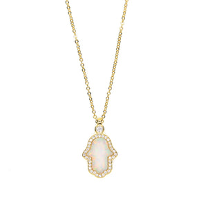 Hamsa Opal Gold Necklace